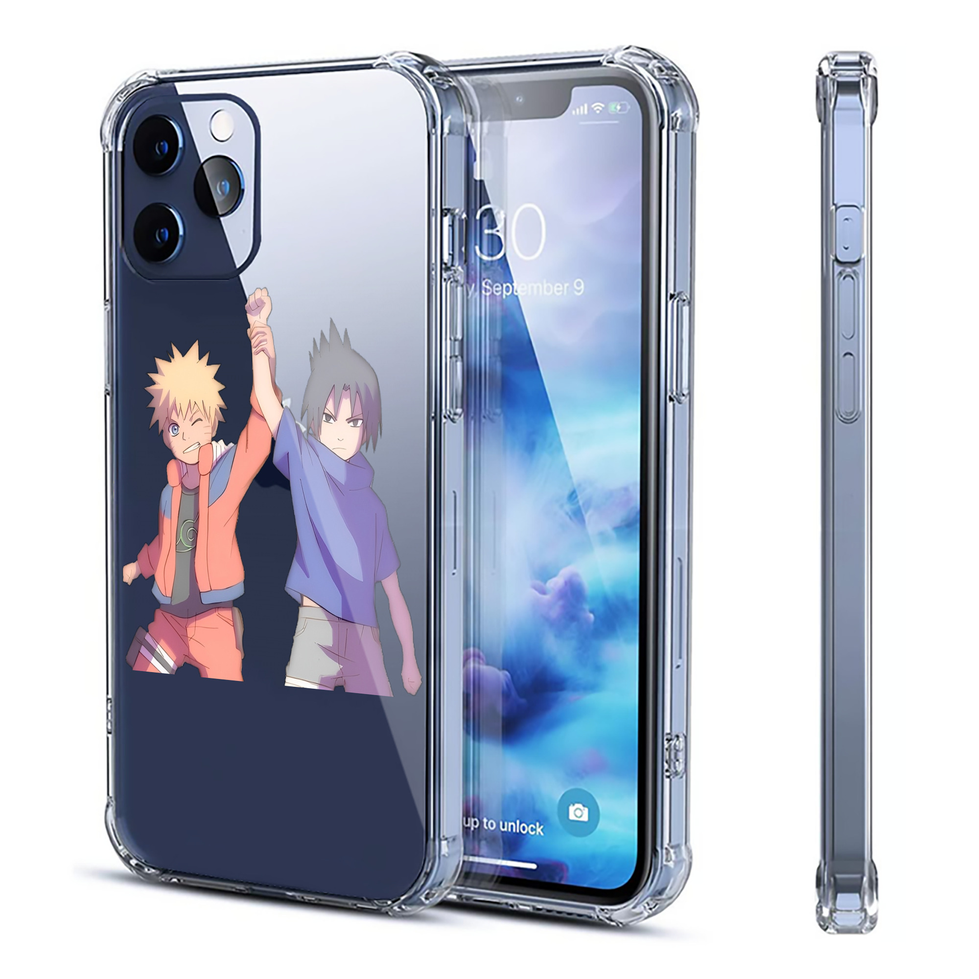 （画像用） NARUTO -ナルト- うちは サスケ Uchiha Sasuke 【iPhone 12シリーズ対応】透明スマホケース（クリアソフトケース）